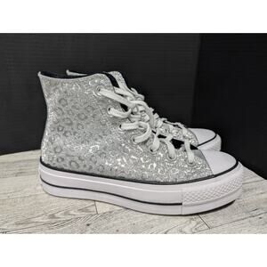 Converse Chuck Taylor All Star Platform High Glitter Leopard Spots Womens Sz 7